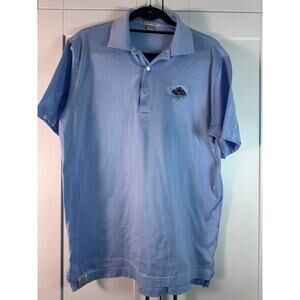 Peter Millar Light Blue M Polo Shirt Short Sleeve Embroidered Cotton Men